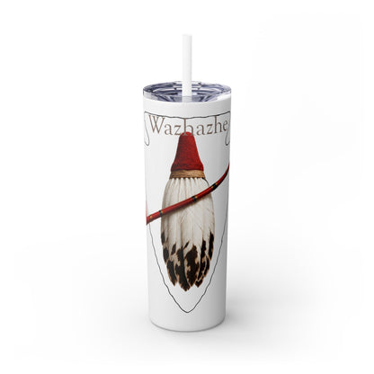 Osage Skinny Tumbler — Native Feather & Pipe Design 20oz Straw Cup