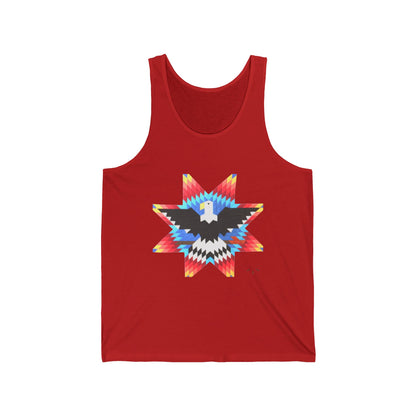 Native-Inspired Eagle Star Tank Top — Geometric Tribal Arrow Back Graphic