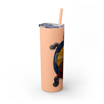 Delaware West Turtle Skinny Tumbler 20oz — Colorful Sea Turtle Travel Cup with Straw