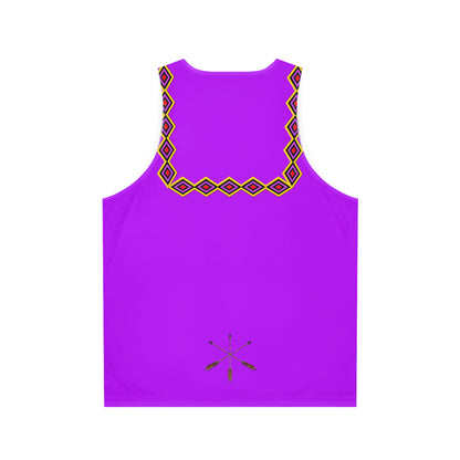 Chahta Purple Geometric Yoke Tank Top — Bold Tribal Diamond Pattern AOP