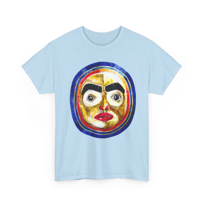 Moon Mask Art Tee — Colorful Surreal Face Graphic T-Shirt
