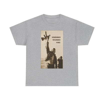 T-Shirt — 'Remember Wounded Knee' Historical Protest Tee with Arrow Emblem