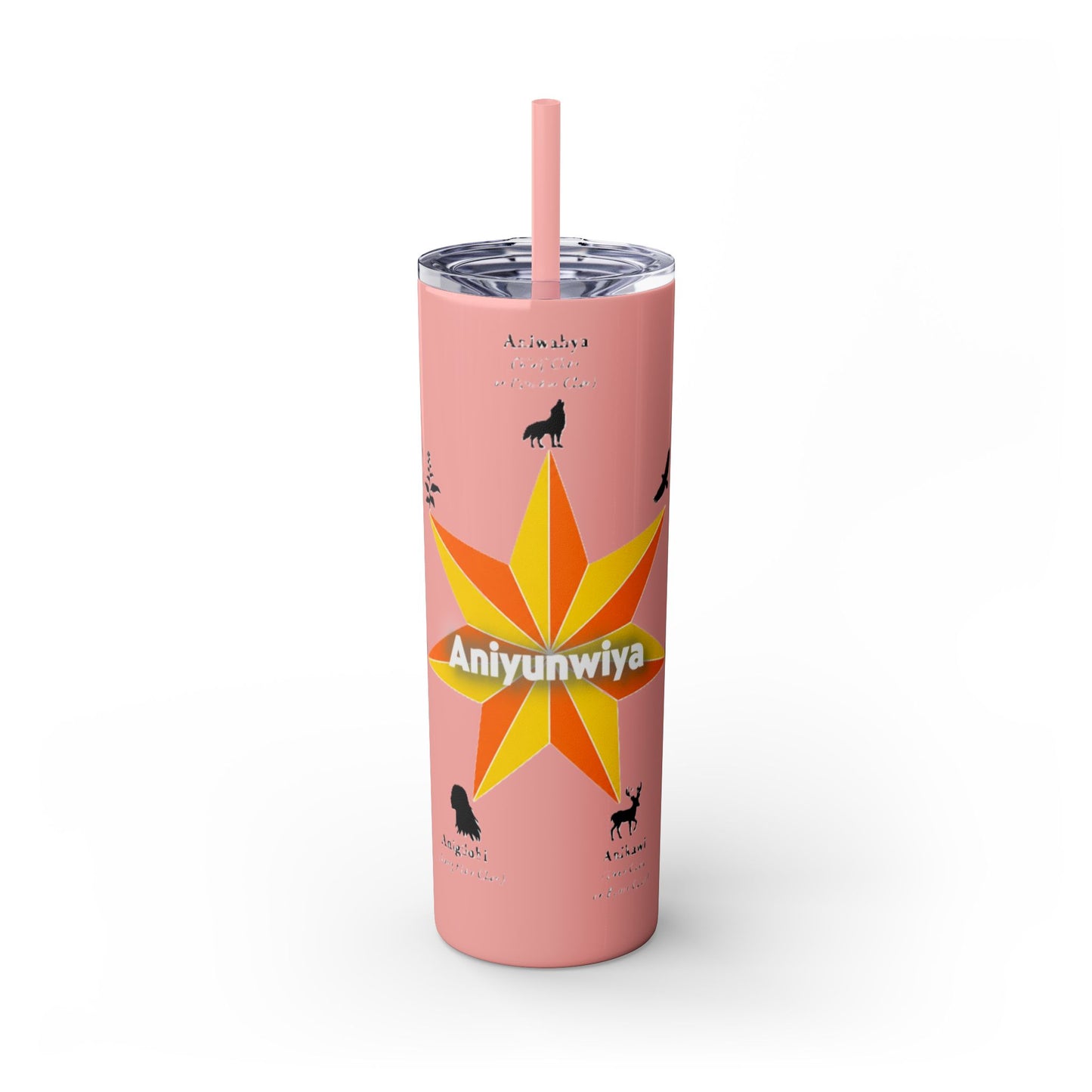 Cherokee 20oz Skinny Tumbler - Aniyunwiya Star Design with Straw