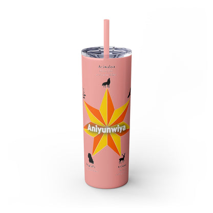 Cherokee 20oz Skinny Tumbler - Aniyunwiya Star Design with Straw