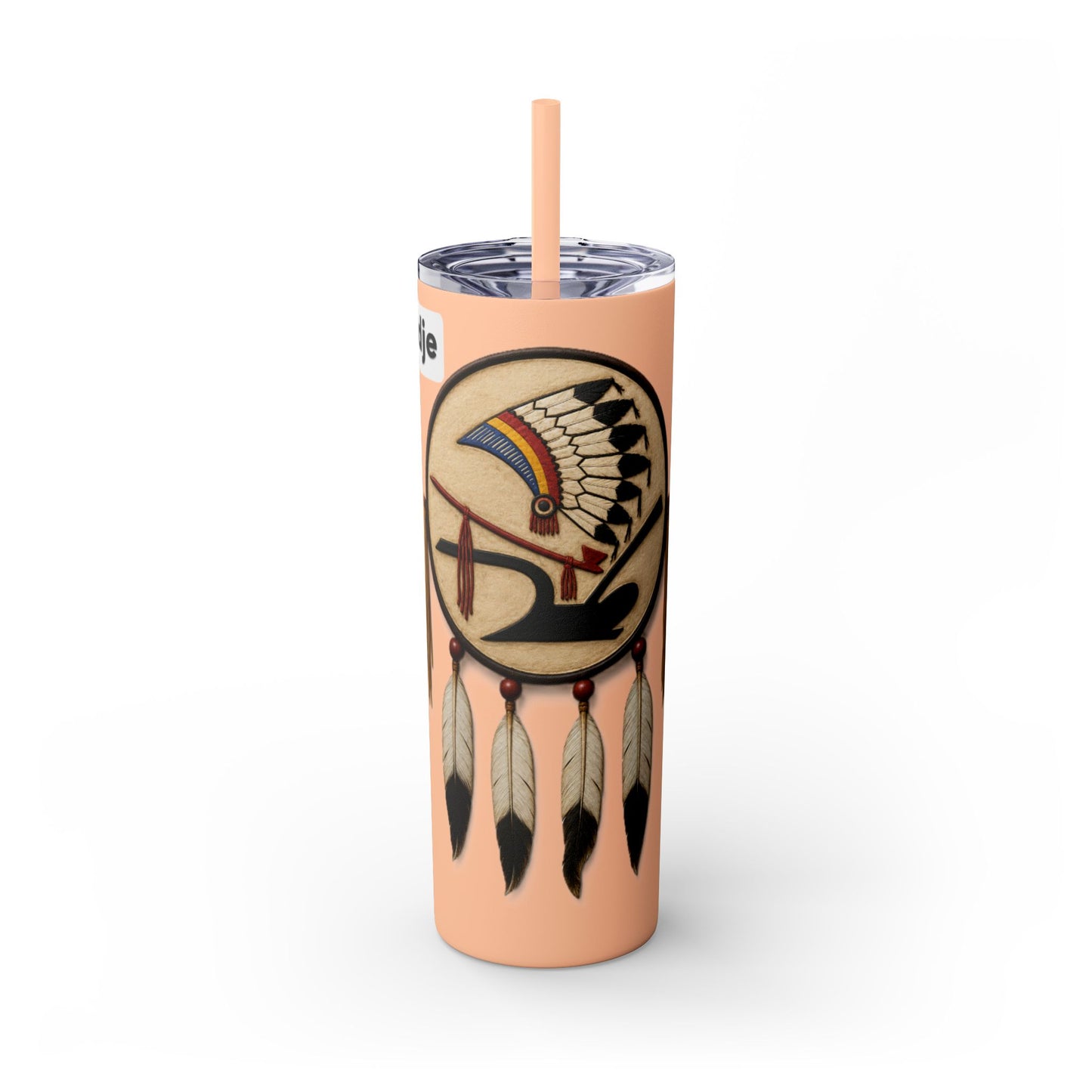 Iowa 20oz Skinny Tumbler with Native Dreamcatcher Design - 'Pahodje' Travel Straw Cup