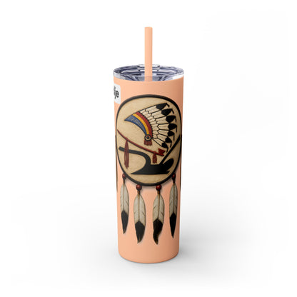Iowa 20oz Skinny Tumbler with Native Dreamcatcher Design - 'Pahodje' Travel Straw Cup