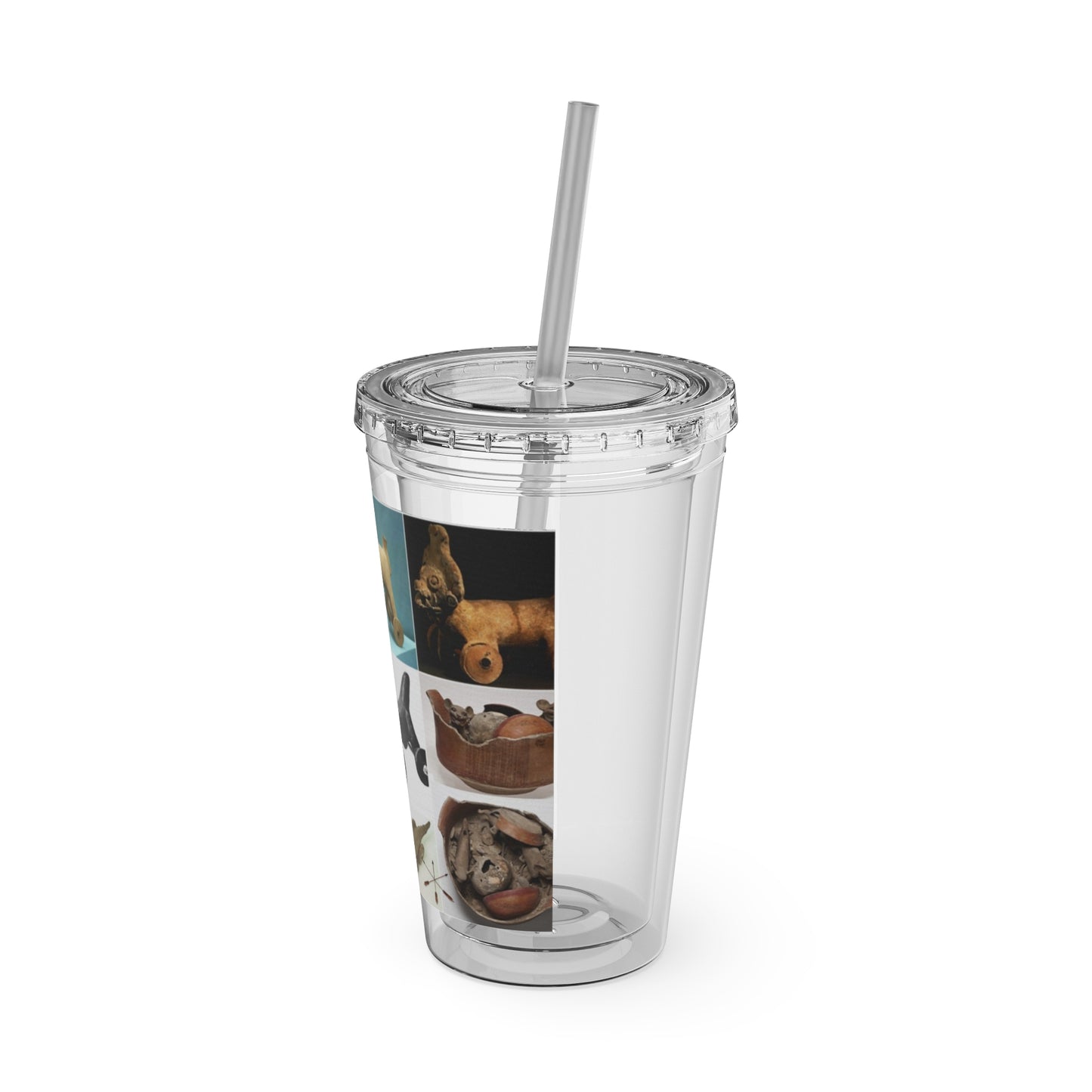 Aztec Sunsplash 16oz Insulated Straw Tumbler — Historical Artifact Illustration Design