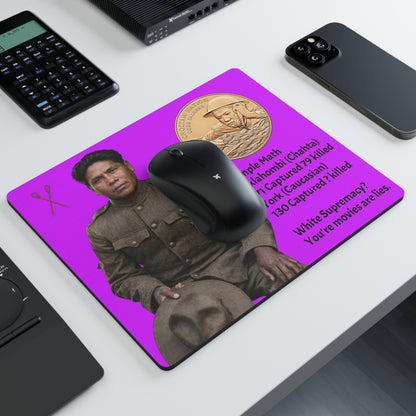 Rectangular Mouse Pad — Native American Medalist Design with Historical Text