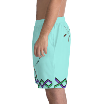 Toli Dist Aqua Paddle Swim Shorts — Personalized 'Toi' Beach Trunks with Geometric Trim
