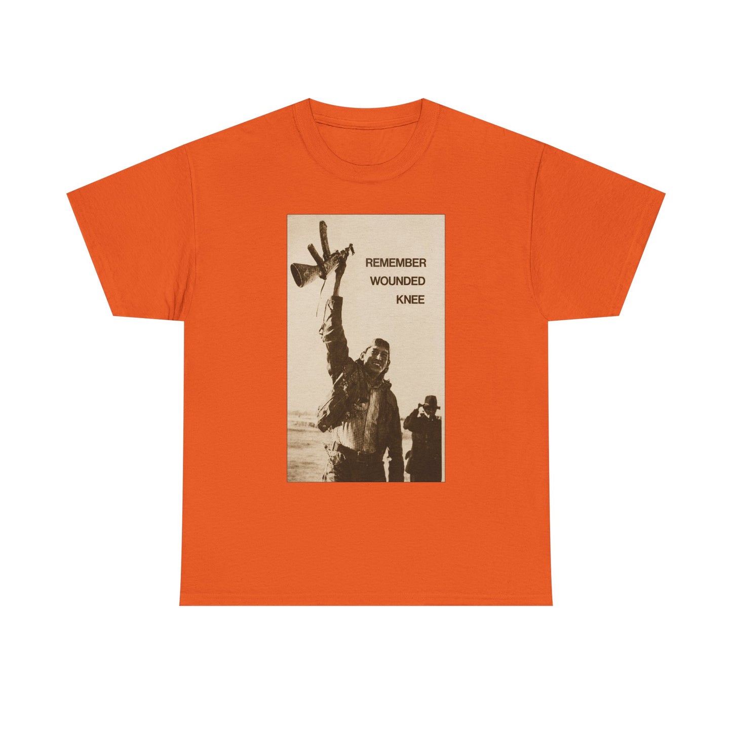 T-Shirt — 'Remember Wounded Knee' Historical Protest Tee with Arrow Emblem
