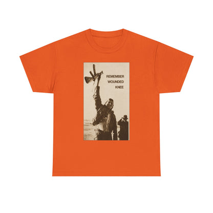 T-Shirt — 'Remember Wounded Knee' Historical Protest Tee with Arrow Emblem