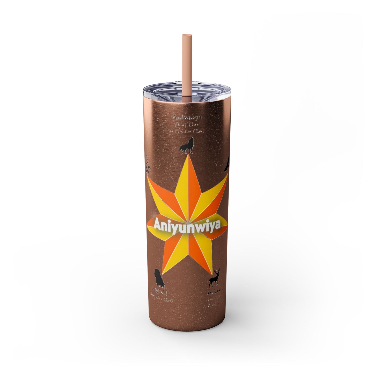 Cherokee 20oz Skinny Tumbler - Aniyunwiya Star Design with Straw