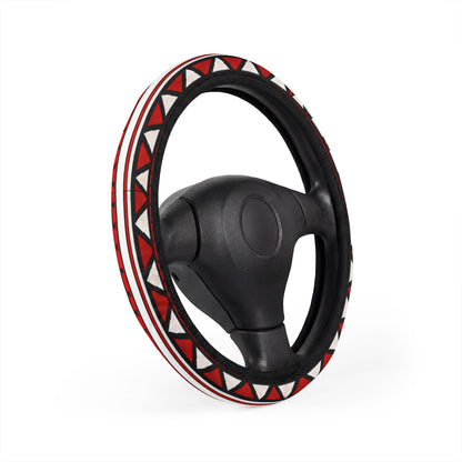 Red Triangle Pattern Steering Wheel Cover — Geometric Car Accessory