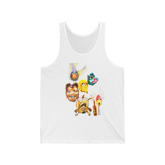 Masks Graphic Tank Top — Boho Festival Summer Tee