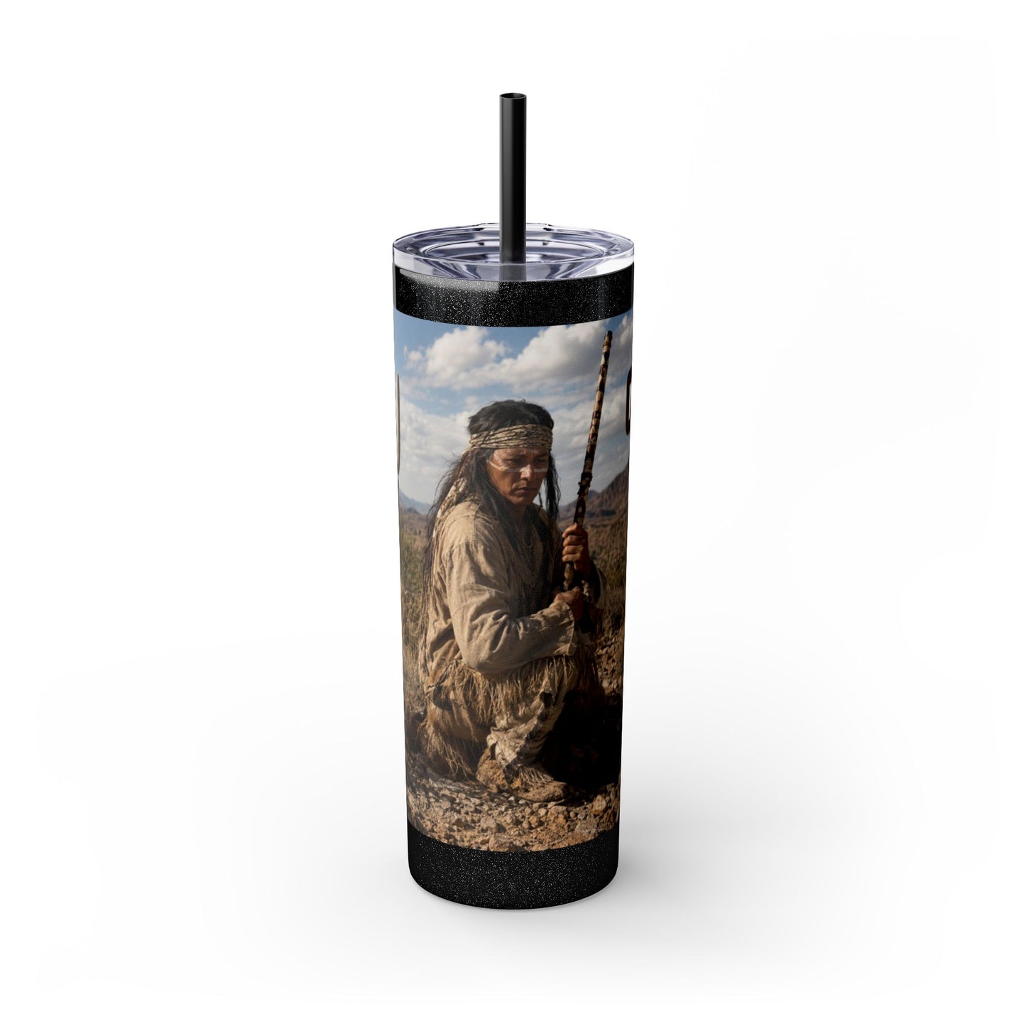 Ft. Sill Apache 20oz Skinny Tumbler with Desert Native Warrior Photo Wrap