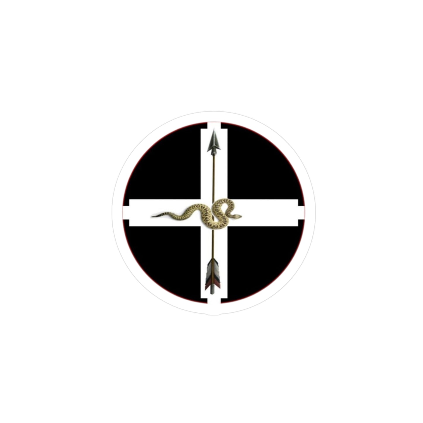Tushkalosa Snake & Arrow Kiss-Cut Vinyl Sticker — Round Cross Emblem