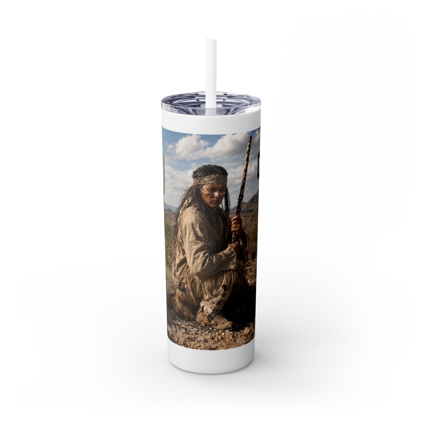 Ft. Sill Apache 20oz Skinny Tumbler with Desert Native Warrior Photo Wrap