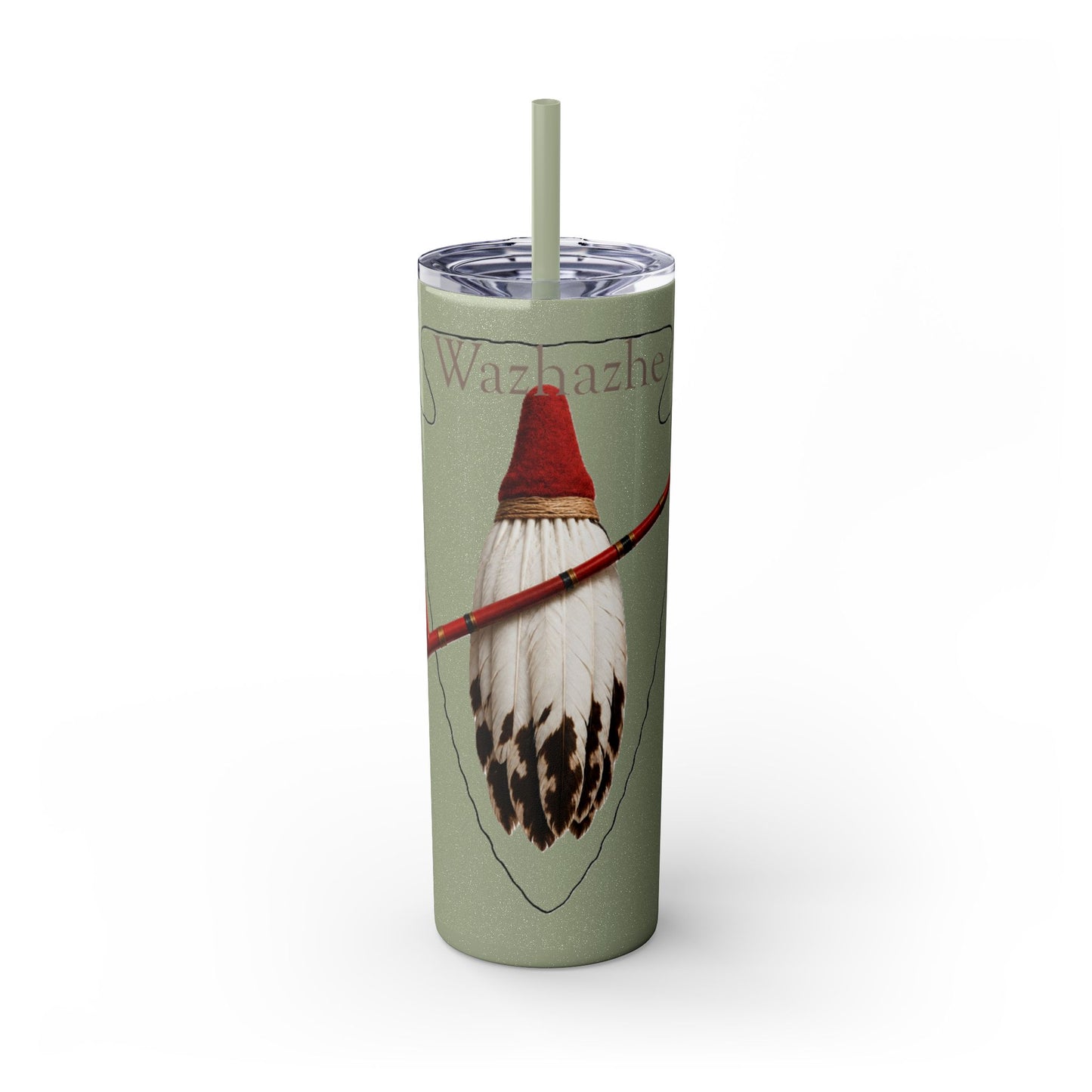 Osage Skinny Tumbler — Native Feather & Pipe Design 20oz Straw Cup