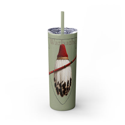 Osage Skinny Tumbler — Native Feather & Pipe Design 20oz Straw Cup