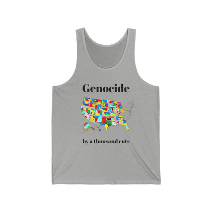 Genocide by a Thousand Cuts USA Map Tank Top — Political Statement Graphic Tank