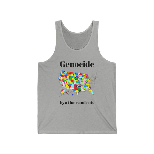 Genocide by a Thousand Cuts USA Map Tank Top — Political Statement Graphic Tank