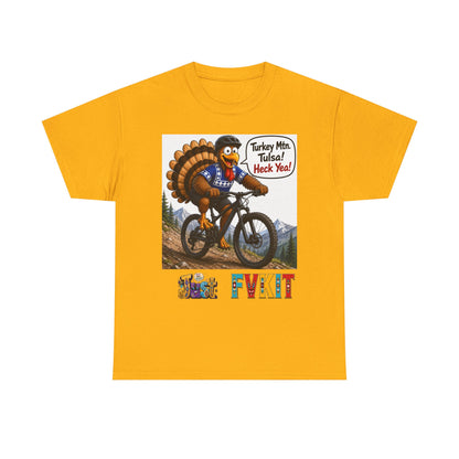 Turkey Mountain Biker Tee — 'Turkey Mtn Tulsa! Heck Yeah!' Graphic T-Shirt