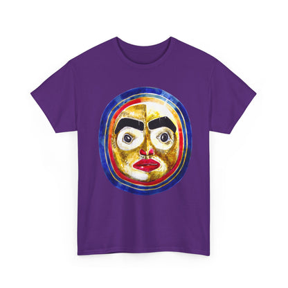 Moon Mask Art Tee — Colorful Surreal Face Graphic T-Shirt
