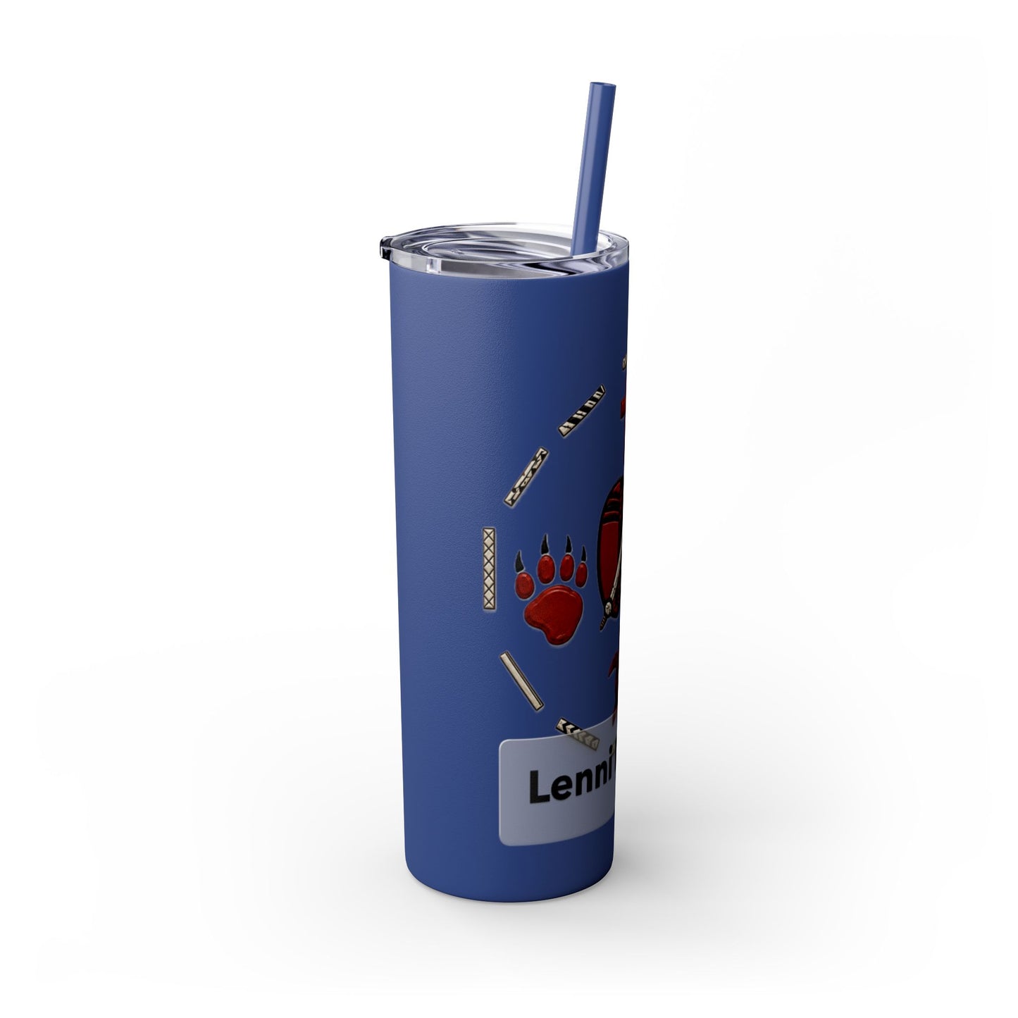 Delaware East Personalized 20oz Skinny Tumbler with Straw — Custom Name Tribal Crest Design