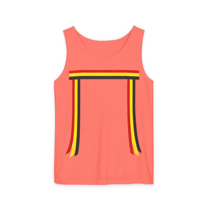 Ribbon shirt inspired Tank Top — Red Black Gold Striped Graphic Tank