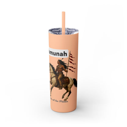 Comanche Numunah Warrior Horse 20oz Skinny Tumbler with Straw — Native American Inspired Travel Cup