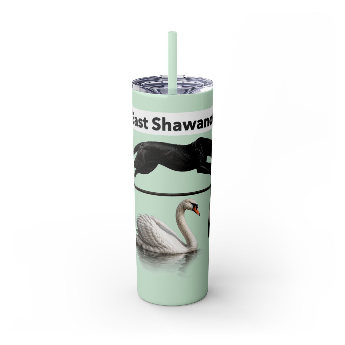 Shawnee East Skinny 20oz Tumbler with Straw — East Shawano River Swan & Otter Design