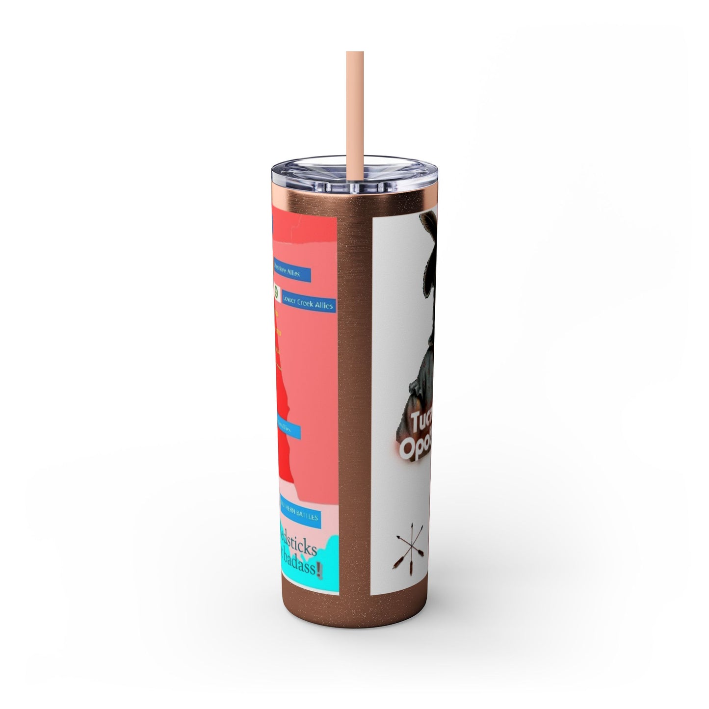 Opothleyahola Skinny Tumbler – Colorful Native American Portrait Design, 20oz Stainless Straw Cup