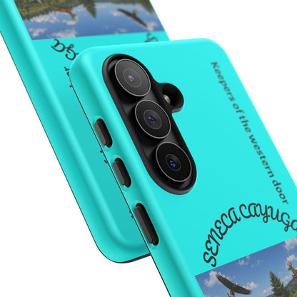 Seneca Cayuga Wildlife iPhone Case — "Keepers of the Western Door" Teal Protective Cover