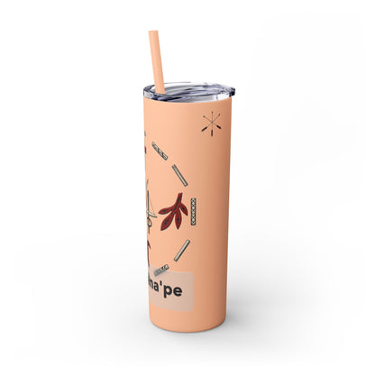 Delaware East Personalized 20oz Skinny Tumbler with Straw — Custom Name Tribal Crest Design