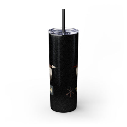 Cheyenne Arapaho 20oz Skinny Tumbler — Native American Shield & Arrows Design (Tsistsistas - Hinono'eitiit)