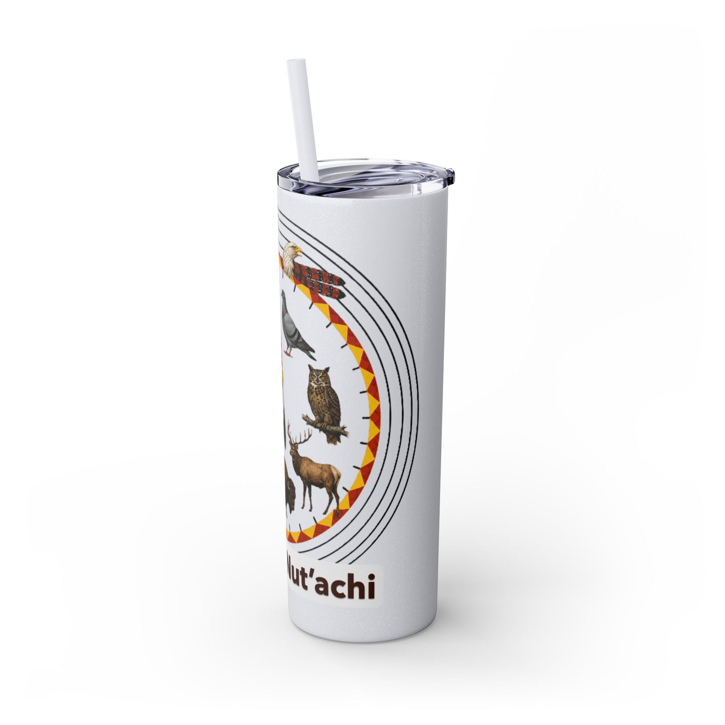 Otoe Missouria Native Animal Medicine Wheel 20oz Skinny Tumbler with Straw