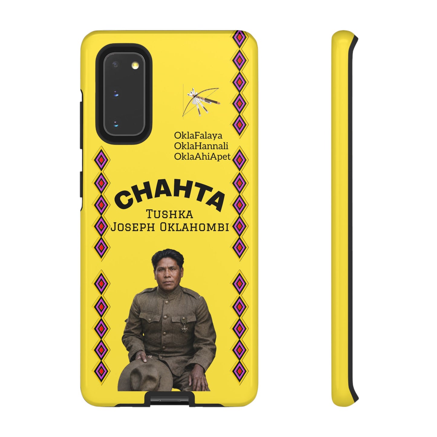 Chahta Tushka Joseph Oklahombi Yellow Phone Case — Native American Tribute Protective Cover