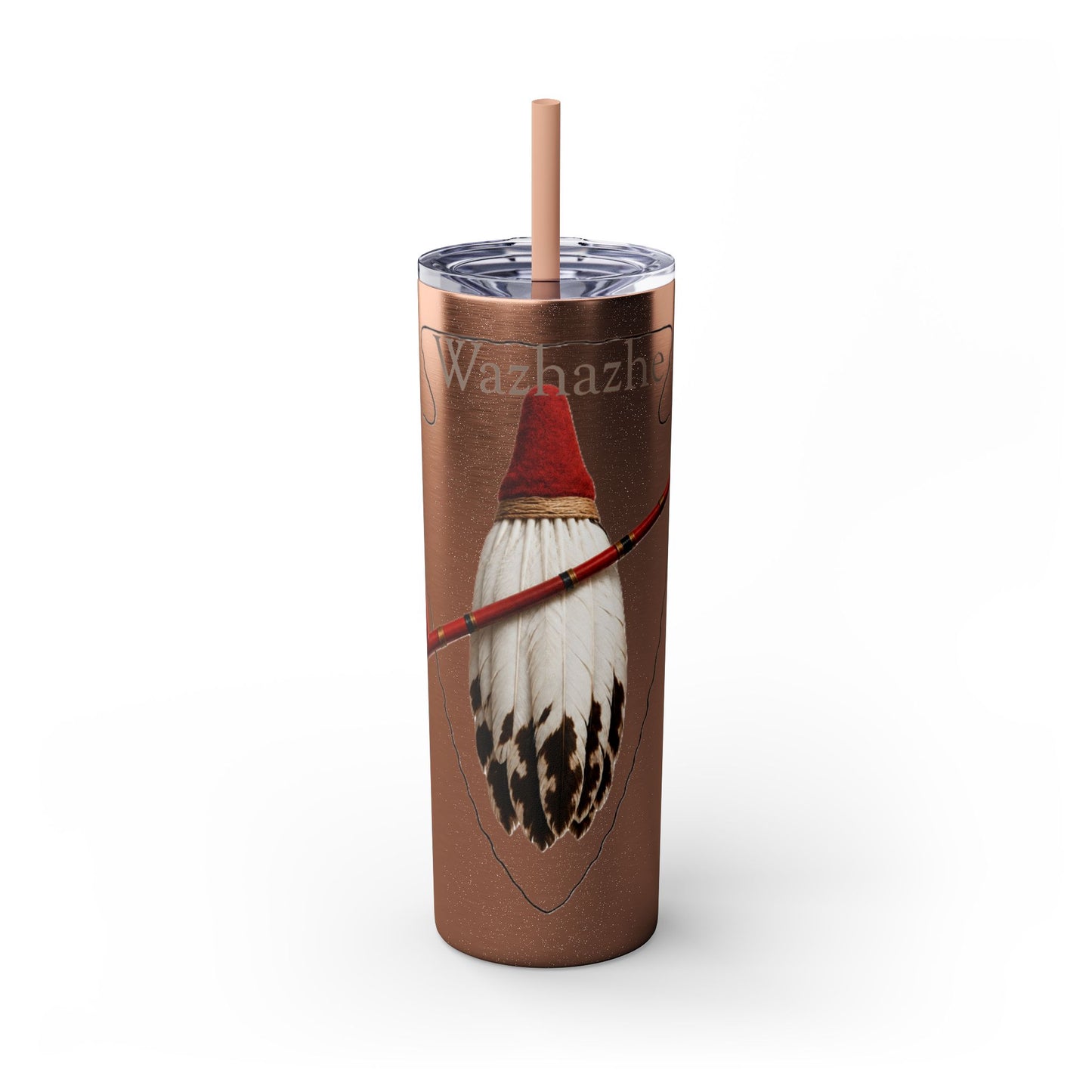 Osage Skinny Tumbler — Native Feather & Pipe Design 20oz Straw Cup
