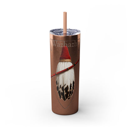Osage Skinny Tumbler — Native Feather & Pipe Design 20oz Straw Cup