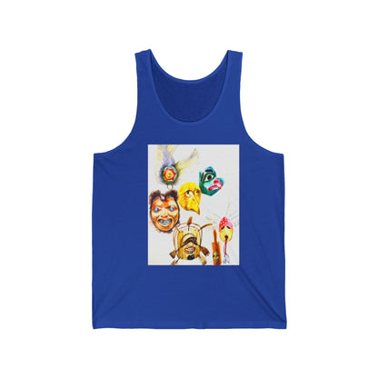 Masks Graphic Tank Top — Boho Festival Summer Tee