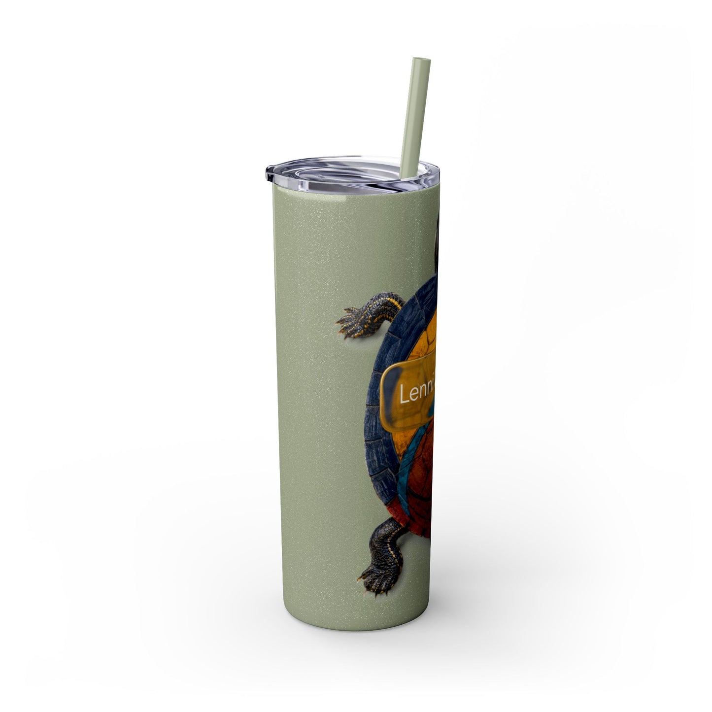 Delaware West Turtle Skinny Tumbler 20oz — Colorful Sea Turtle Travel Cup with Straw