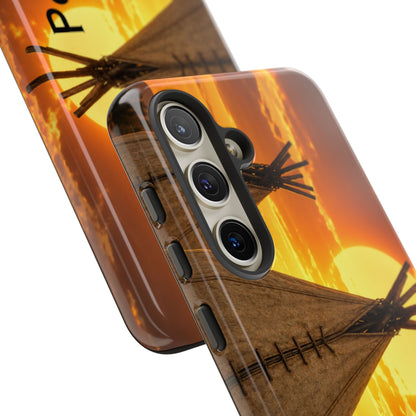 Ponca Sunset Tipi Phone Case — Personalized Native Teepee Landscape