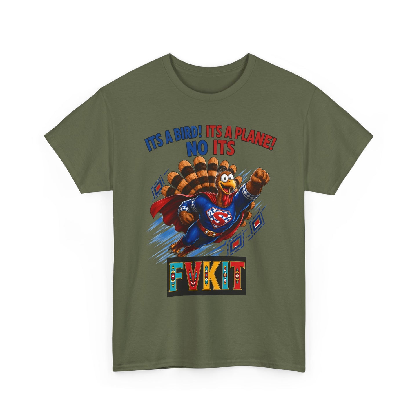Turkey Superhero "It's a Bird! It's a Plane! No It's" with Arrow Back Print