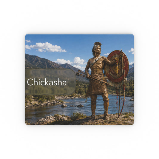 Chickasha Native Warrior Rectangular Mouse Pad — Scenic River Desktop Mousepad