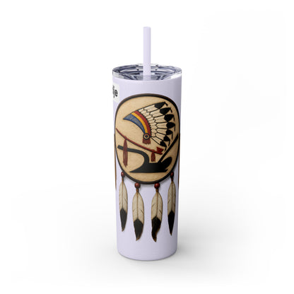 Iowa 20oz Skinny Tumbler with Native Dreamcatcher Design - 'Pahodje' Travel Straw Cup
