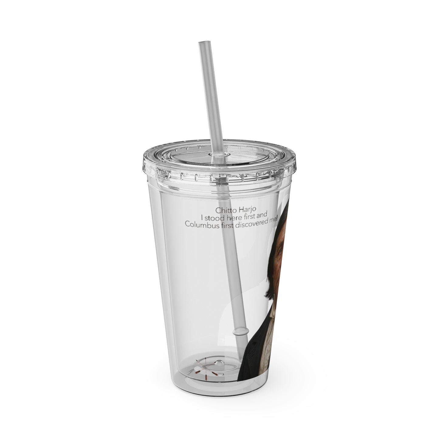 Chitto Harjo 16oz Portrait Tumbler with Straw — Historical Figure Illustration
