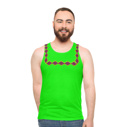 Neon Green Tribal Diamond Tank Top