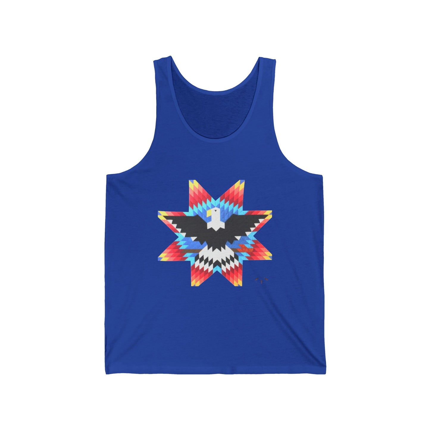 Native-Inspired Eagle Star Tank Top — Geometric Tribal Arrow Back Graphic