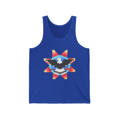 Native-Inspired Eagle Star Tank Top — Geometric Tribal Arrow Back Graphic