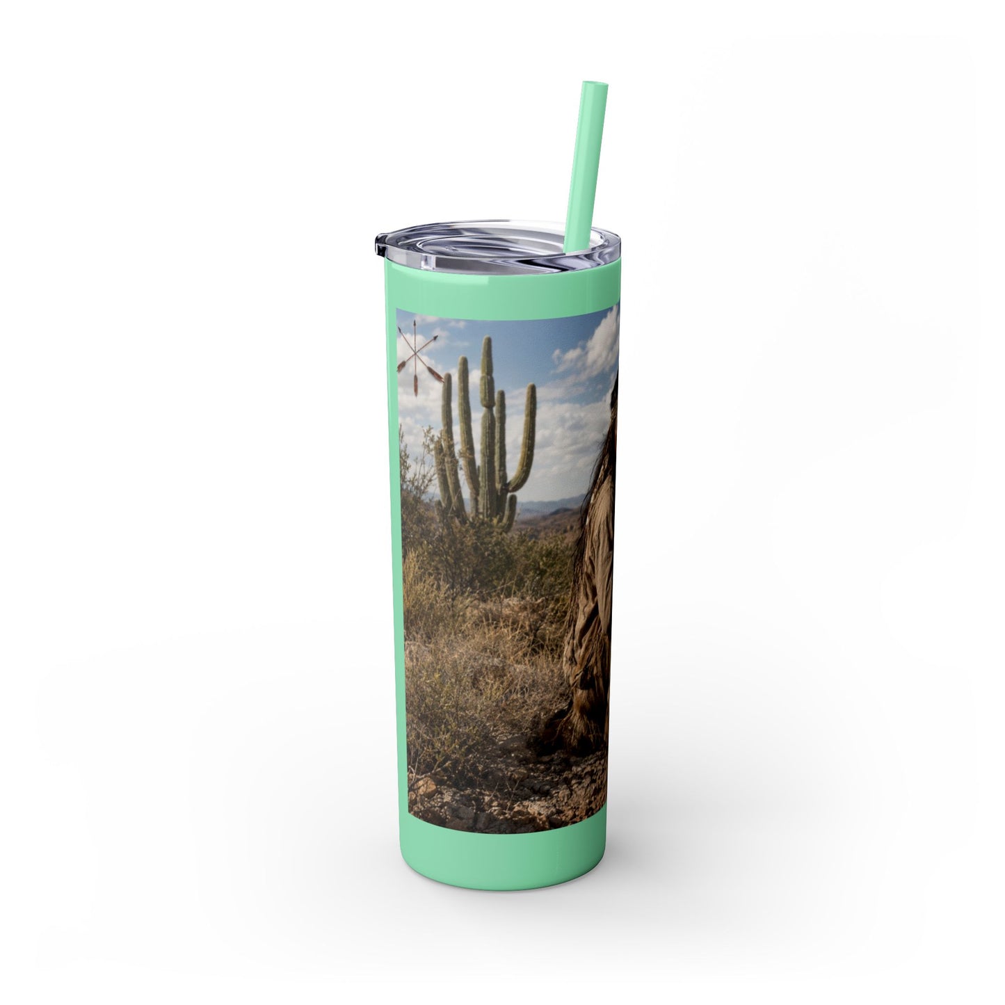 Ft. Sill Apache 20oz Skinny Tumbler with Desert Native Warrior Photo Wrap